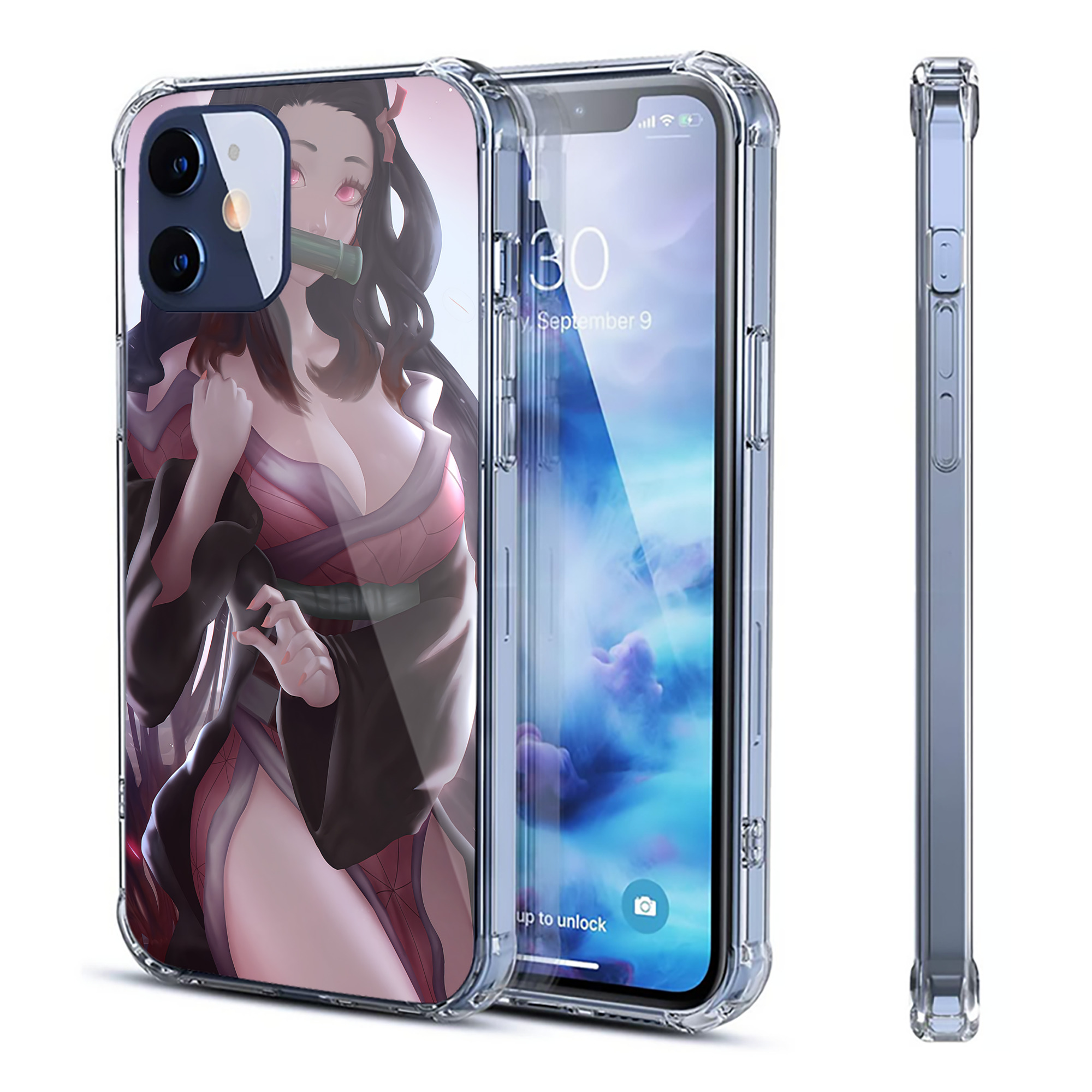 （画像用） 鬼滅の刃（きめつのやいば）竈門 禰󠄀豆子／かまど ねずこ Kamado Nezuko 【iPhone 12シリーズ対応】透明スマホケース（クリアソフトケース）